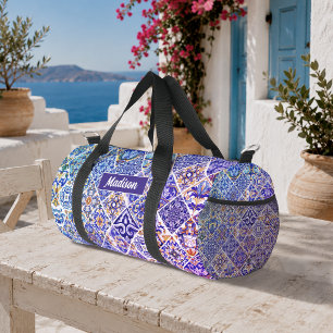 Mexikanische sizilianische Majolika-Lila-Blau-Flie Duffle Bag