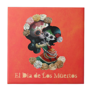 Mexikanische Skeleton Motherly Liebe Fliese