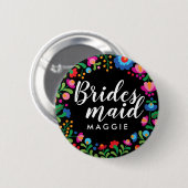 mexikanische Stickerei Bridesmaid Name Button (Vorne & Hinten)