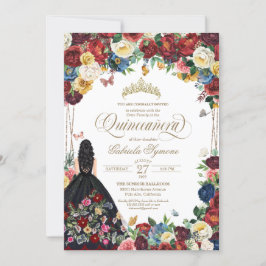 mexikanische Stickerei Butterfly Floral Quinceaner Einladung