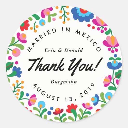 mexikanische Stickerei in farbenfrohen Rundsticker Runder Aufkleber (Vorderseite)