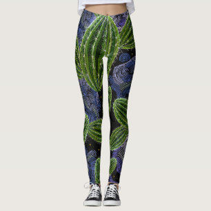 mexikanische Stickerei: Kakteen Night Seamless. Leggings