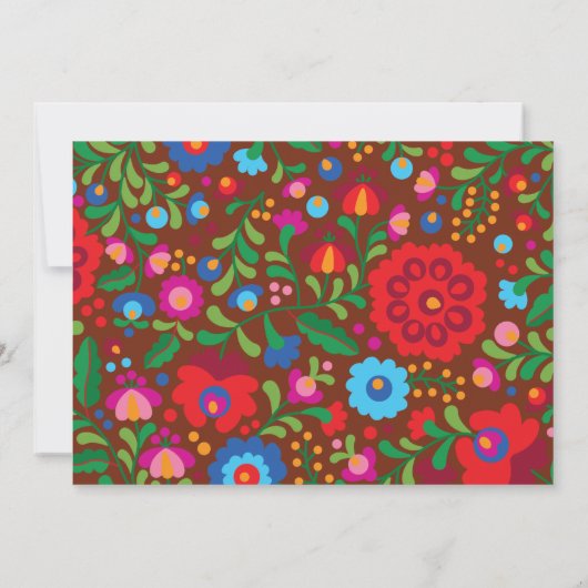 mexikanische Stickerei Rotes Clay Probe Abendessen Einladung (Rückseite)