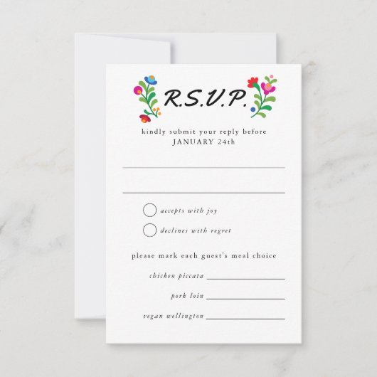 mexikanische Stickereizeit RSVP Karte (Vorderseite)