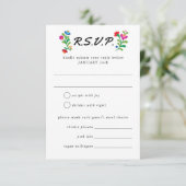 mexikanische Stickereizeit RSVP Karte (Stehend Vorderseite)