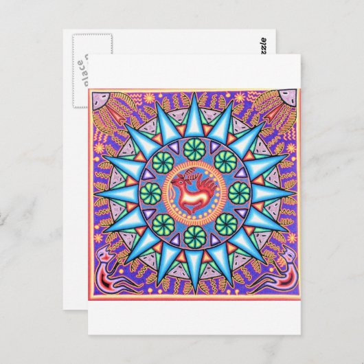 mexikanische String Art Geometric Sun Postkarte (Vorne/Hinten)