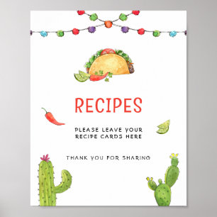 Mexikanische Taco-Rezeptkarte Tischschild  Poster