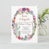 Mexikanische Tacos und Tequila Cactus Couples Dusc Einladung (Stehend Vorderseite)