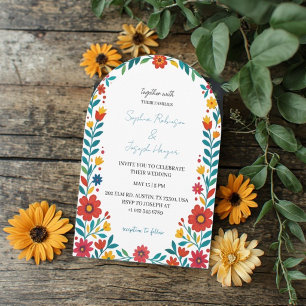 Mexikanische Talavera Blumenbogen Hochzeitseinladu Einladung