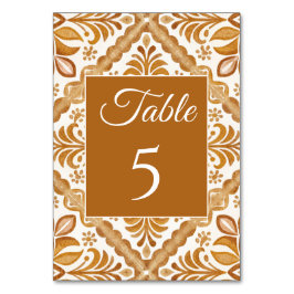 mexikanische Talavera Braun-Hochzeit Tischnummer
