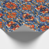 Mexikanische Talavera Fliesen Töpferei Orange Blau Geschenkpapier (Ecke)