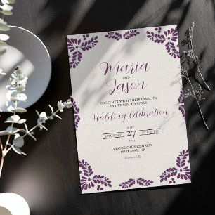 Mexikanische Talavera Lila Blumen Minimalistische Einladung