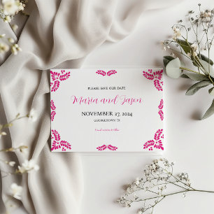 Mexikanische Talavera-Rosa-Blumen-Minimalistische- Save The Date