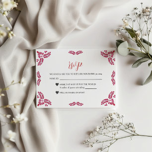 Mexikanische Talavera Rote Florale Minimalistische RSVP Karte