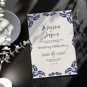 Mexikanische Talavera Schwarze Florale Minimalisti Einladung