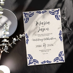 Mexikanische Talavera Schwarze Florale Minimalisti Einladung