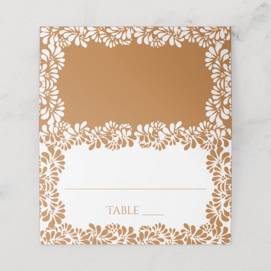 Mexikanische Talavera Terracotta Hochzeit Platzkarte (Außenseite Aufgefaltet)