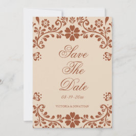 Mexikanische Terracotta-Beige-Hochzeit Save The Date