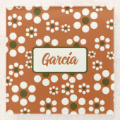 mexikanische Terrakotta-Blume Glasuntersetzer (Vorderseite)