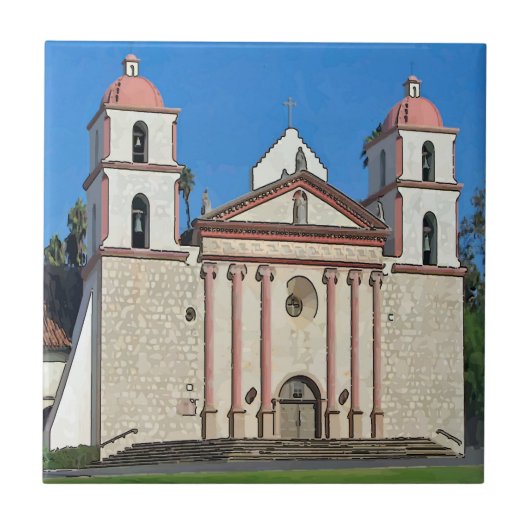 Mexikanische Tile, alte spanische Mission Santa Ba Fliese (Vorderseite)