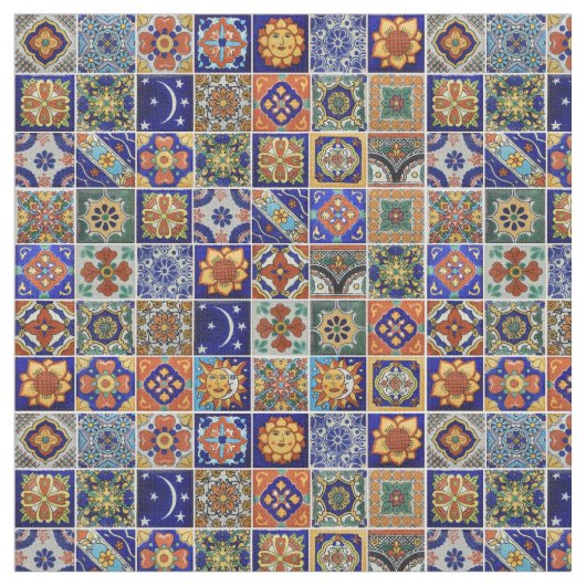 Mexikanische Tile-Farben Südwestfässer Talavera Stoff (Nahaufnahme)