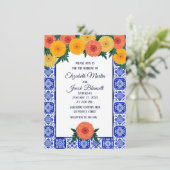 Mexikanische Tile Marigolds Hochzeitseinladung Einladung (Stehend Vorderseite)