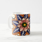 Mexikanische Töpferei Talavera Südwest Brown Blue Kaffeetasse (Vorderseite Links)