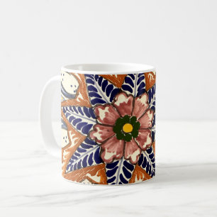 Mexikanische Töpferei Talavera Südwest Brown Blue Kaffeetasse