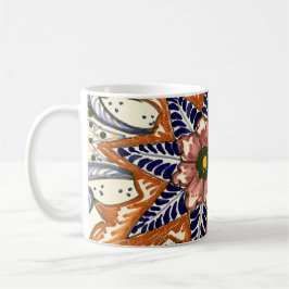Mexikanische Töpferei Talavera Südwest Brown Blue Kaffeetasse