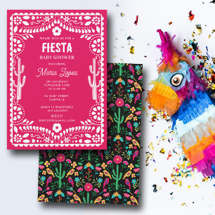 Mexikanische traditionelle Floral Fiesta Rosa Baby Einladung