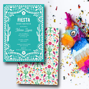 Mexikanische traditionelle florale Fiesta Türkis B Einladung