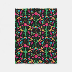 Mexikanische traditionelle Volkskunst Helle Farben Fleecedecke