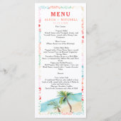 Mexikanische tropische Aquarell-Hochzeit in Urlaub Menükarte (Vorderseite)