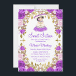 Mexikanische violette Blumen Sweet 16 Birthday  Einladung<br><div class="desc">Rose Gold Blume Gold Glitzer Rosa Sweet 16 Einladung Mexikanische violette Blumen Sweet 16 Geburtstag Einladung</div>