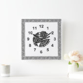 Mexikanische Vogel-Motiv-Wanduhr Quadratische Wanduhr (Zuhause)