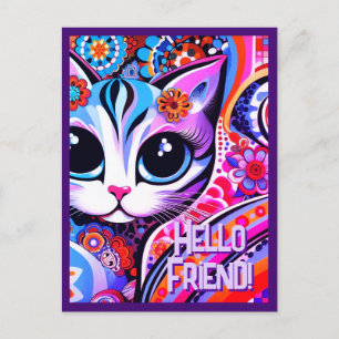Mexikanische Volks kunst Abstrakte Kitty Katze Geb Postkarte