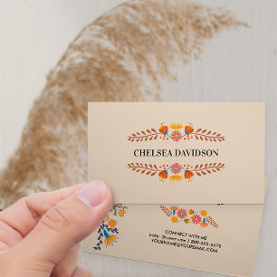 Mexikanische Volksblumen Erdiges Beige Visitenkarte