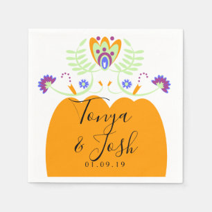 Mexikanische Volksblumen Hochzeit Halloween-Kürb Serviette