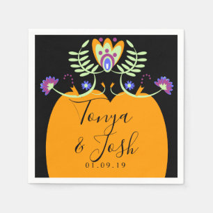 Mexikanische Volksblumen Hochzeit Halloween-Kürb Serviette
