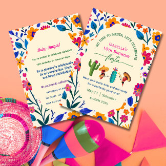 Mexikanische Volkskunst Blumen Geburtstagsfeier Einladung