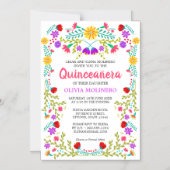 Mexikanische Volkskunst farbenfroh, blumengeschmüc Magneteinladung (Vorderseite)