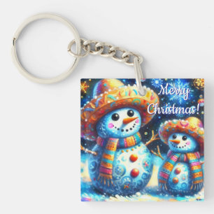 Mexikanische Volkskunst-Schneemänner Schneemann Pe Schlüsselanhänger