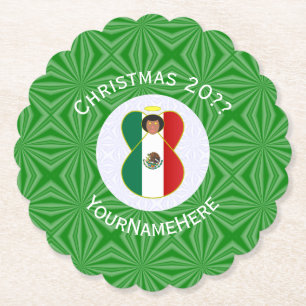 Mexikanische Weihnachtsflagge Engel Personalisiert Untersetzer