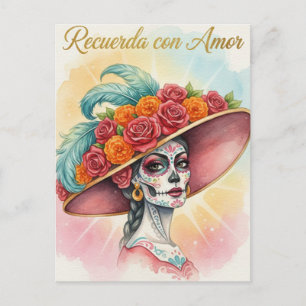 Mexikanische Zucker-Schädel-Postkarte zum Tag der  Postkarte