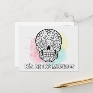 Mexikanische Zucker-Schädel-Postkarte zum Tag der  Postkarte