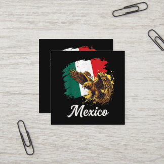 Mexikanischer Adler-Stolz Vintage-Flagge Quadratische Visitenkarte