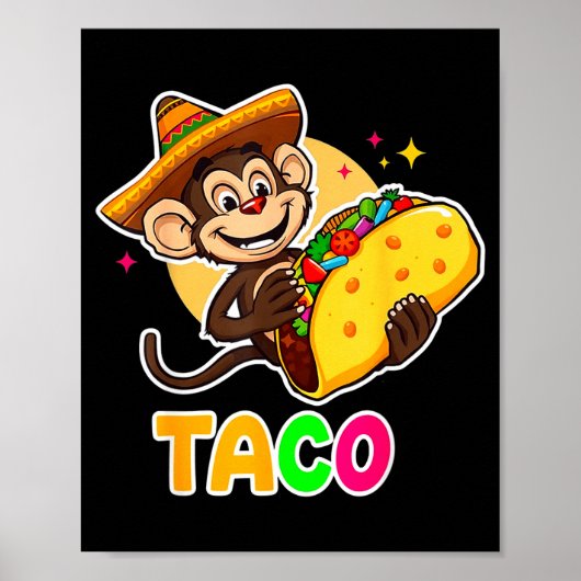 Mexikanischer Affe Sombrero Taco el Squatcho Spaß Poster (Vorne)