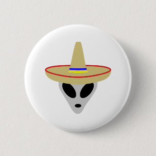 mexikanischer alien Sombrero Button