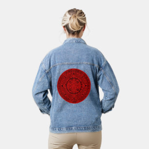 Mexikanischer Aztekischer Sonnenstein Mayakalender Jeansjacke