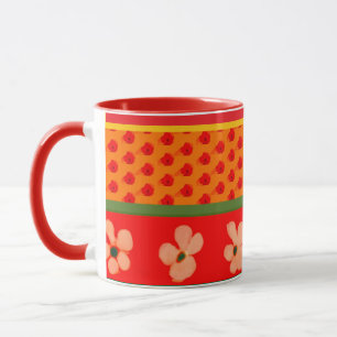 Mexikanischer Becher mit grünen und roten Designs Tasse